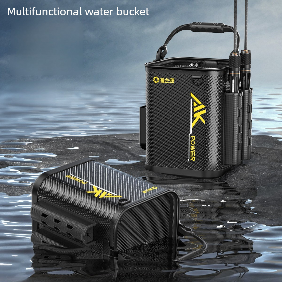 Fishing Rod Holder - Multi-Functional Live Fish Bucket, Rod Holder
