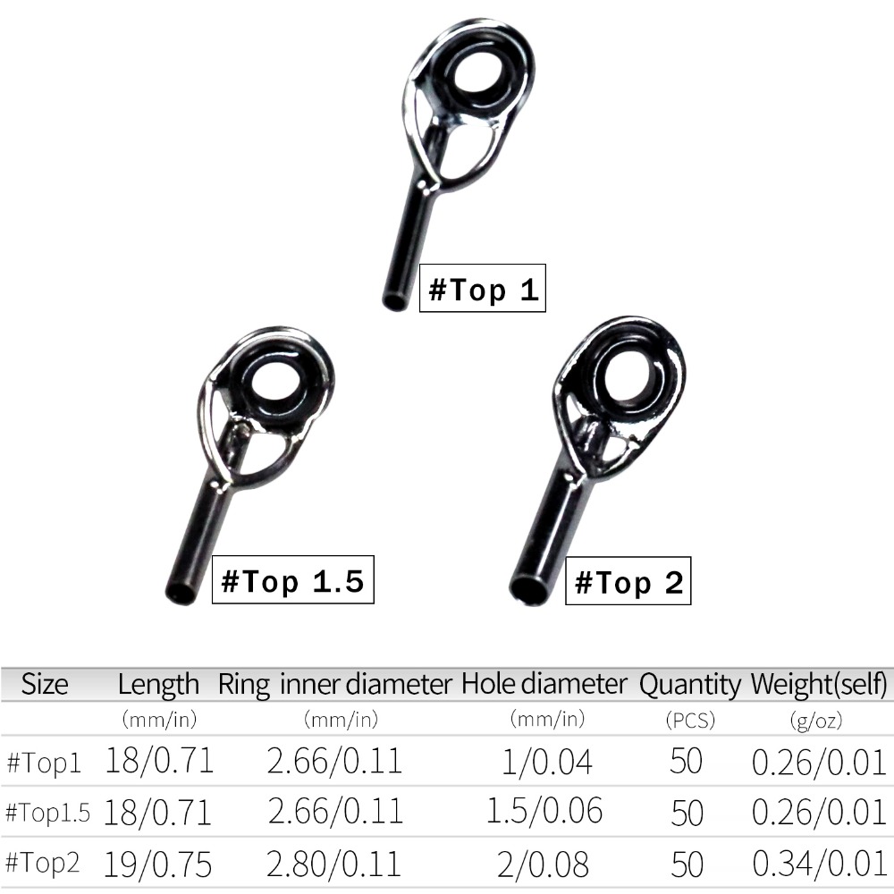 50pcs 1mm 1.5mm 2mm Fishing Ro - Fishing Rod Tip Replacement 评论和价格