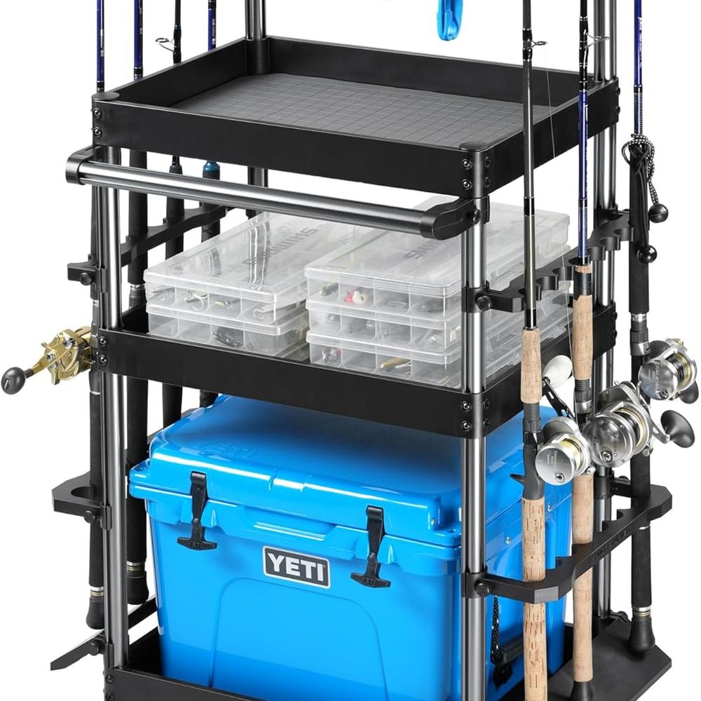 Pro Fishing Rod Cart with Adju - Fishing Rod Rack 评论和价格