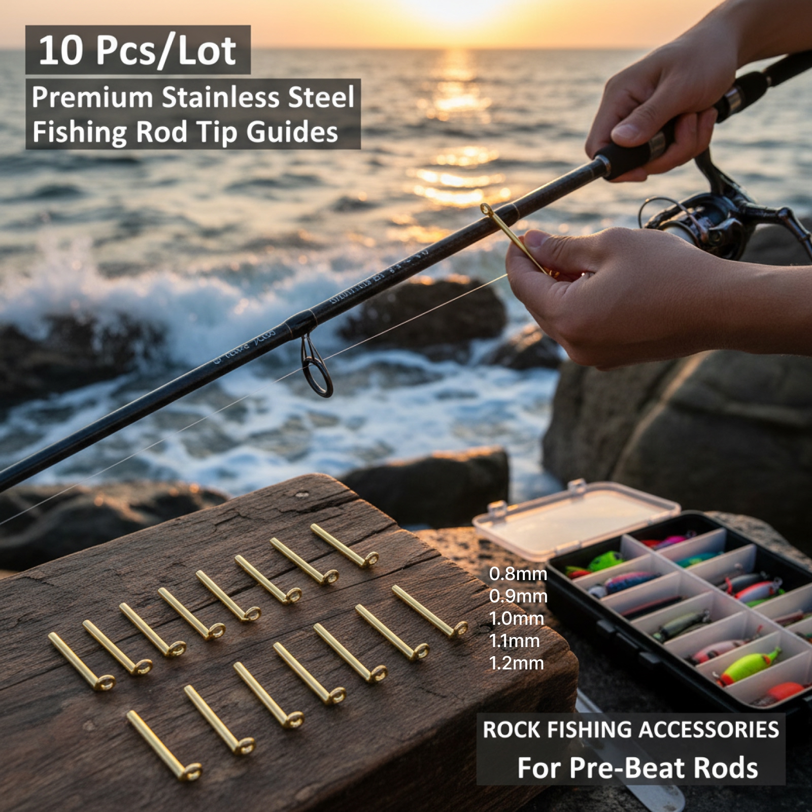 10pcs Fishing Rod Guides Tip T - Fishing Rod Building Kit 评论和价格