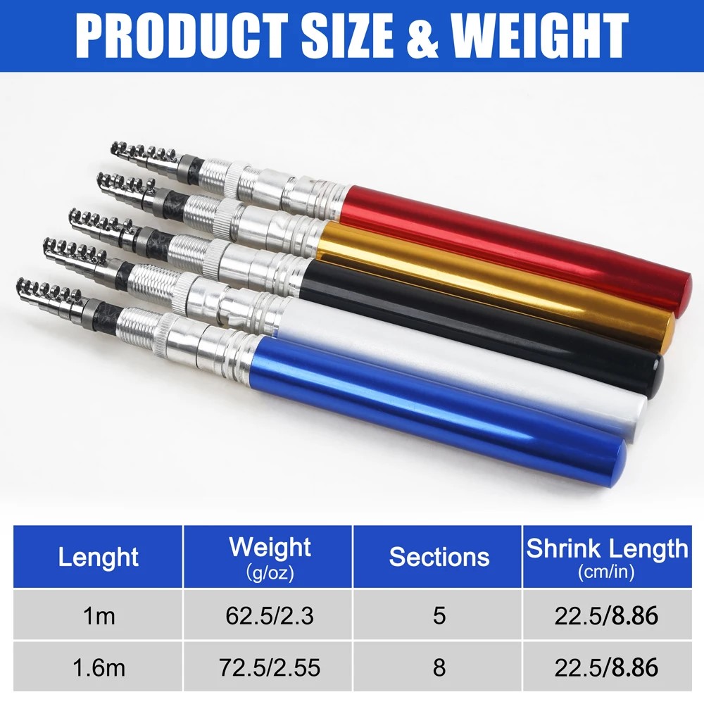 1.6m/1m Pocket Pen Fishing Rod - Fishing Rod Ice 评论和价格