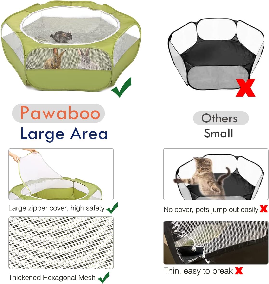 Pawaboo Small Animals Playpen  - Fishing Rod Travel 评论和价格